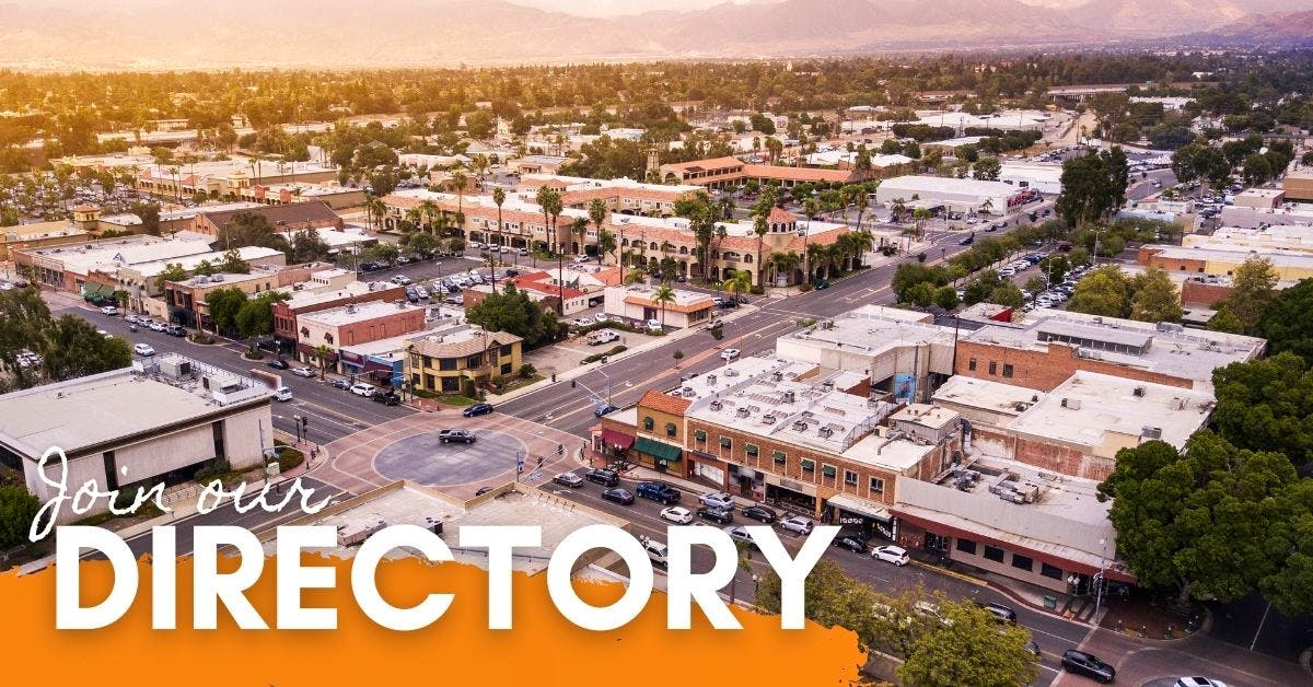 Downtown Redlands looking east towards Big Bear